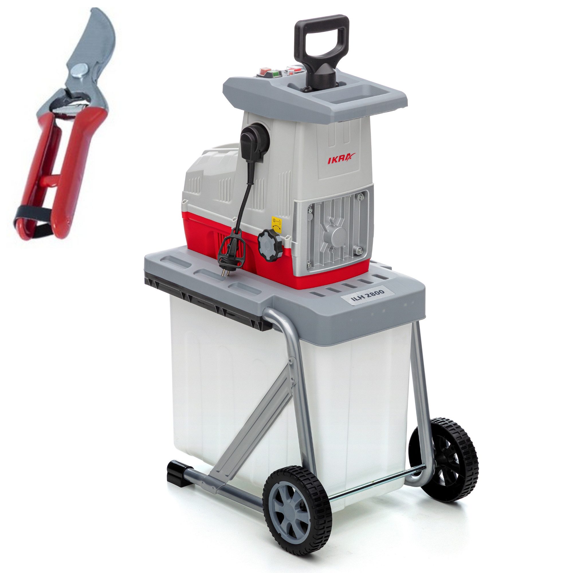 ikra GmbH Häcksler ILH 2800, 4,4 cm max. Astdurchmesser, (inkl. Fangbox, Stopfer & Gartenschere), 2800 W, Walzenhäcksler