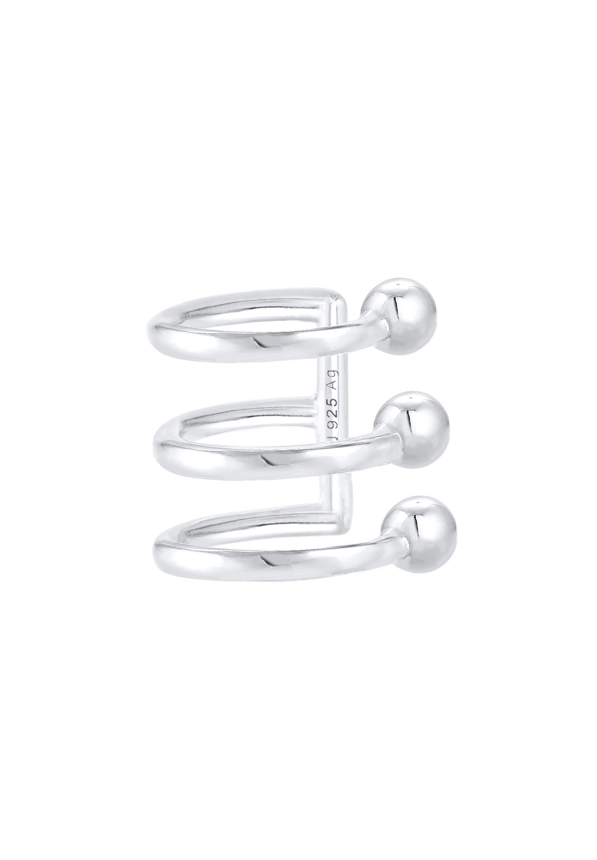 Elli Single-Ohrhaken Ear Cuffs 3er Ohrklemme Kugel Trend 925er Silber