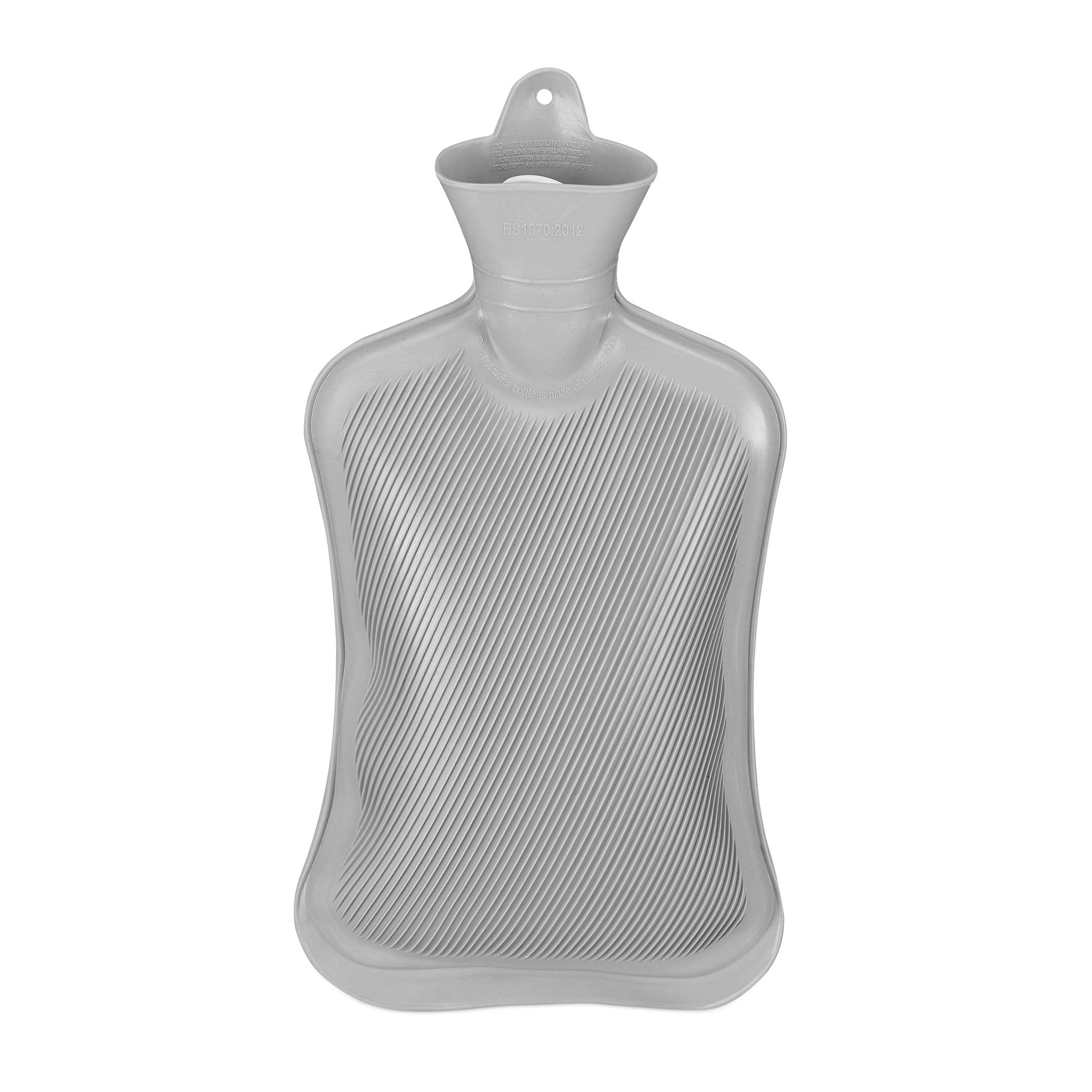 relaxdays Wärmflasche 2 Liter grau