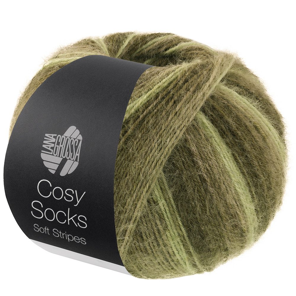 LANA GROSSA Meilenweit 100 g COSY SOCKS SOFT STRIPES Häkelwolle, 400 m (Flauschige Sockenwolle mit Merinowolle mit besonderem Druckeffekt, waschmaschinenfest), 100 g
