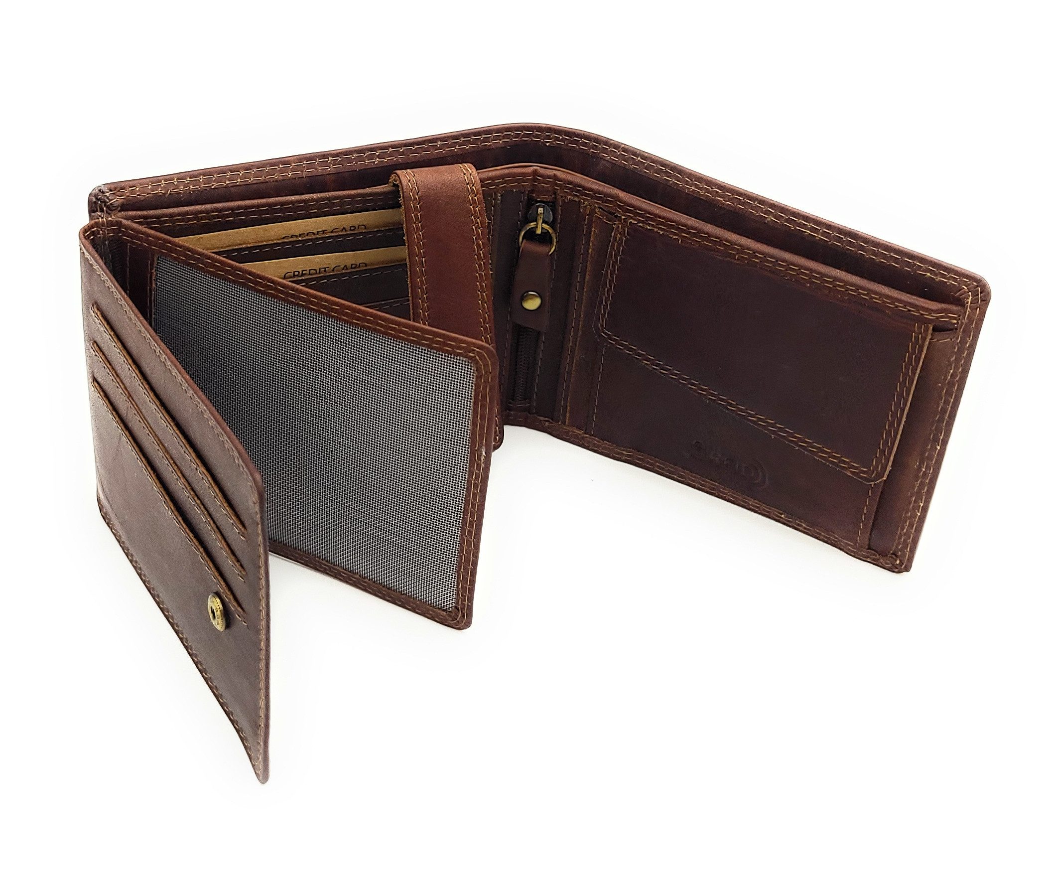 JOCKEY CLUB Geldbörse vintage, echt Büffel Voll-Leder Portemonnaie, mit RFID Schutz, angesagter Vintagelook, mit Innenriegel
