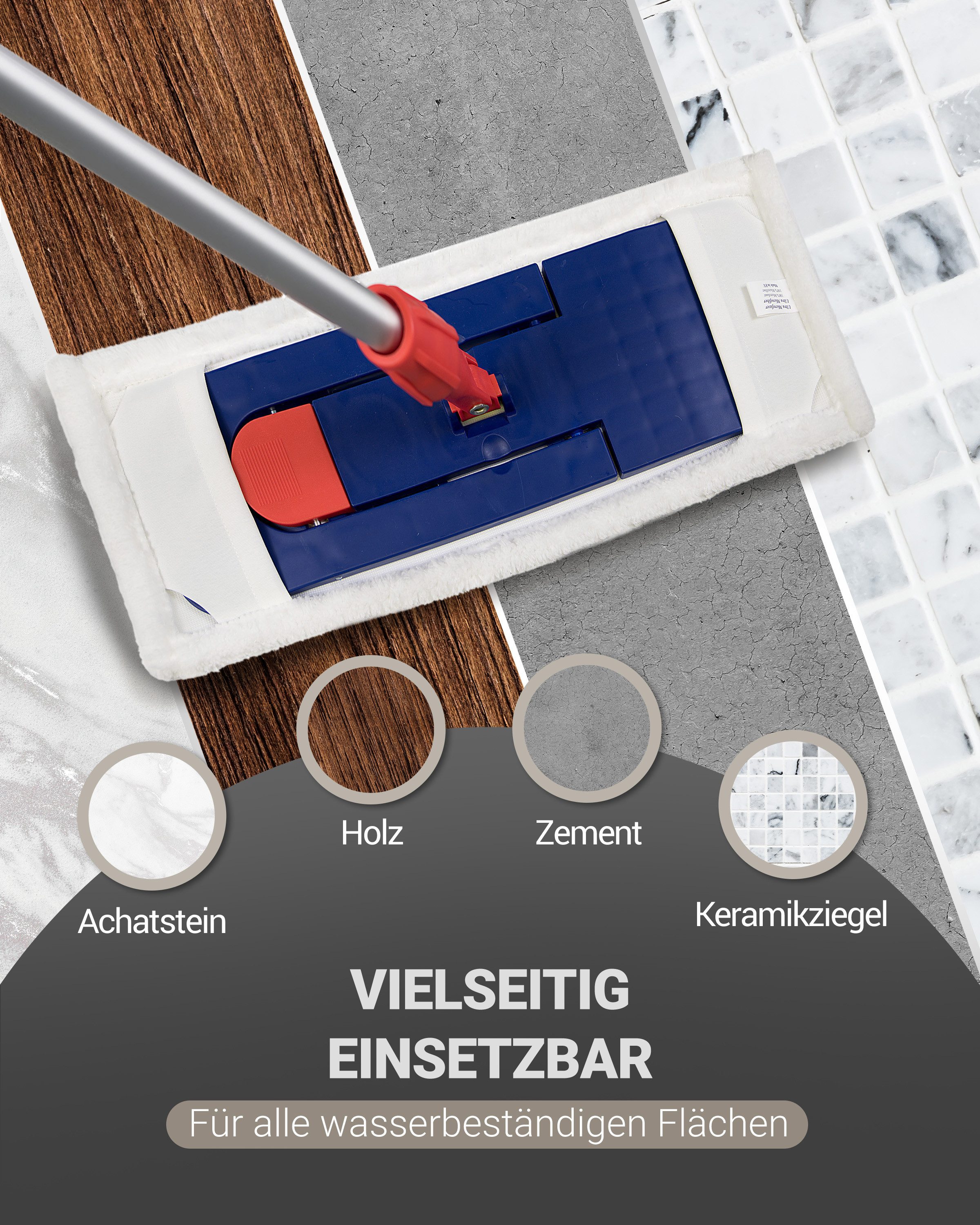 Prieser Wischmopp 10x Profi Wischmopp 40cm mit Fransen – Aus 100% robustem Mikrofaser