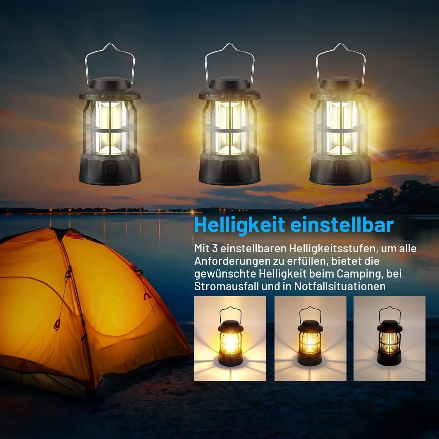 FELIXLEO Tischleuchte 2 Stück LED Campinglampe tragbar IPX4 dimmbar batteriebetrieben