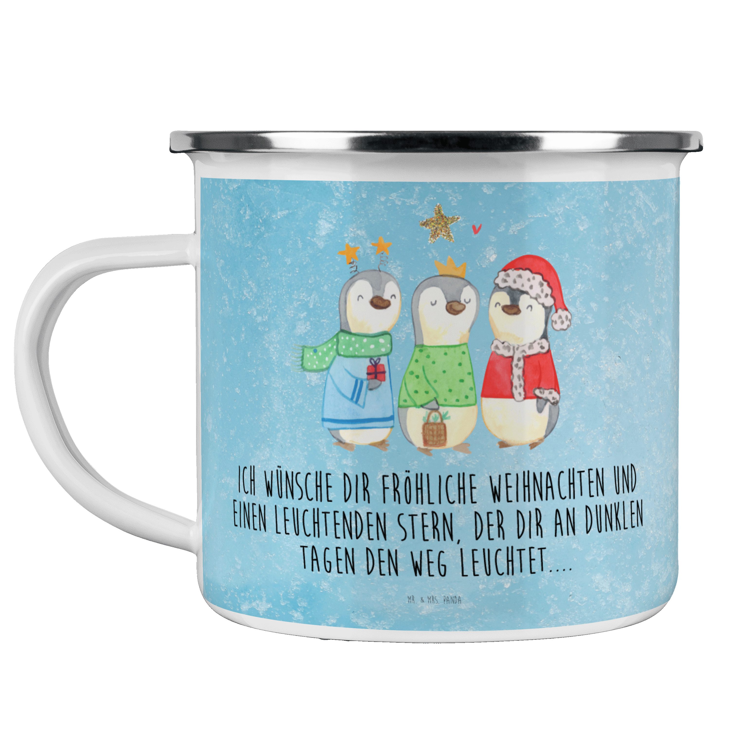 Mr. & Mrs. Panda Becher Winterzeit Heilige drei Könige - Eisblau - Geschenk, Edelstahl Trinkb, Emaille