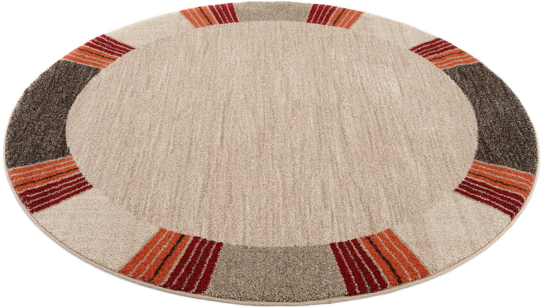 OCI DIE TEPPICHMARKE Teppich CASTLE FLORA, auch als Läufer und Rund, rund, Höhe: 20 mm, dichter Frisé Kurzflor, farbiger Bordüre, …
