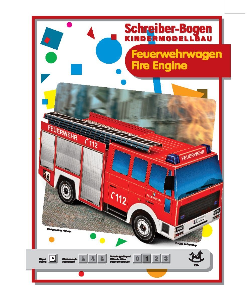 Papierdekoration Kindermodellbau Auer Verlag - Schreiber-Bogen Feuerwehrwagen
