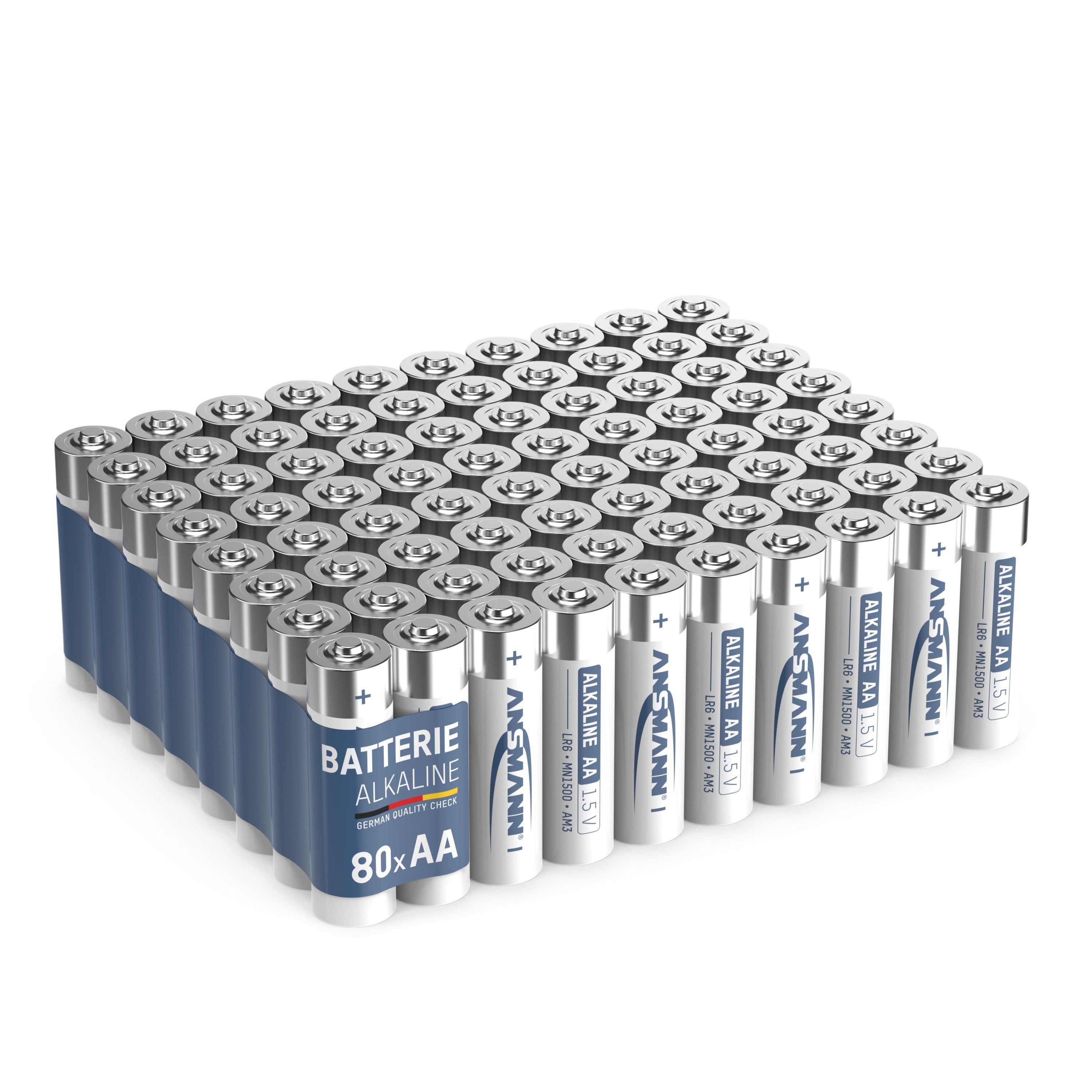ANSMANN® Batterien AA 80 Stück, Alkaline Mignon Batterie, für Lichterkette uvm. Batterie