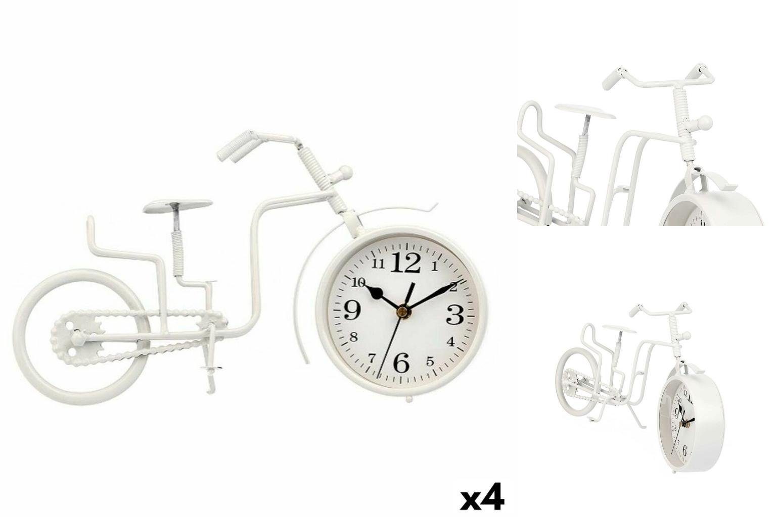 Gift Decor Uhr Tischuhr Fahrrad Weiß Metall 33 x 21 x 4 cm 4 Stück