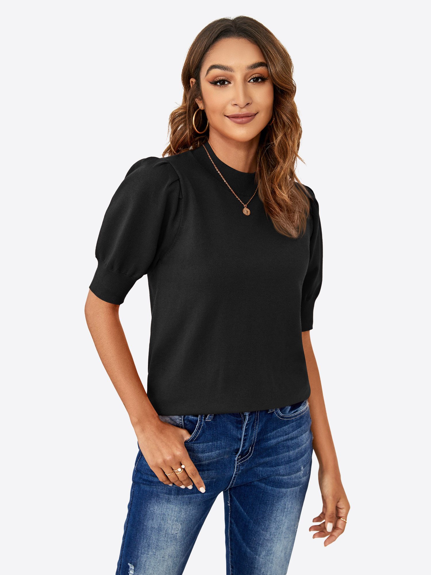 Imily Bela Sweater Damen Kurzarm-Strickpullover (Packung, 1-tlg., 1per-Pack günstig online kaufen