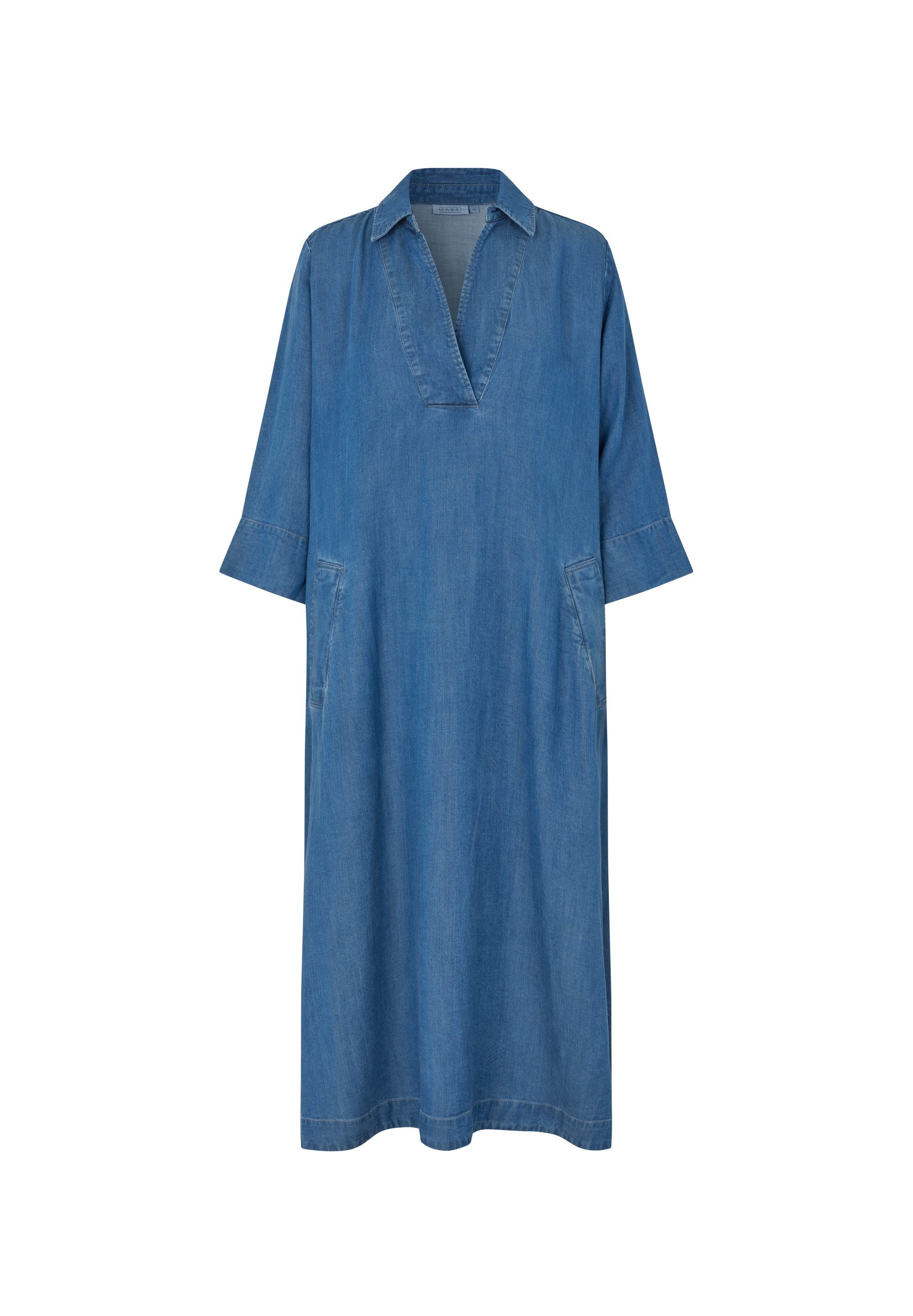 Masai Jeanskleid MaNikeeta Hemdkragen, V-Ausschnitt