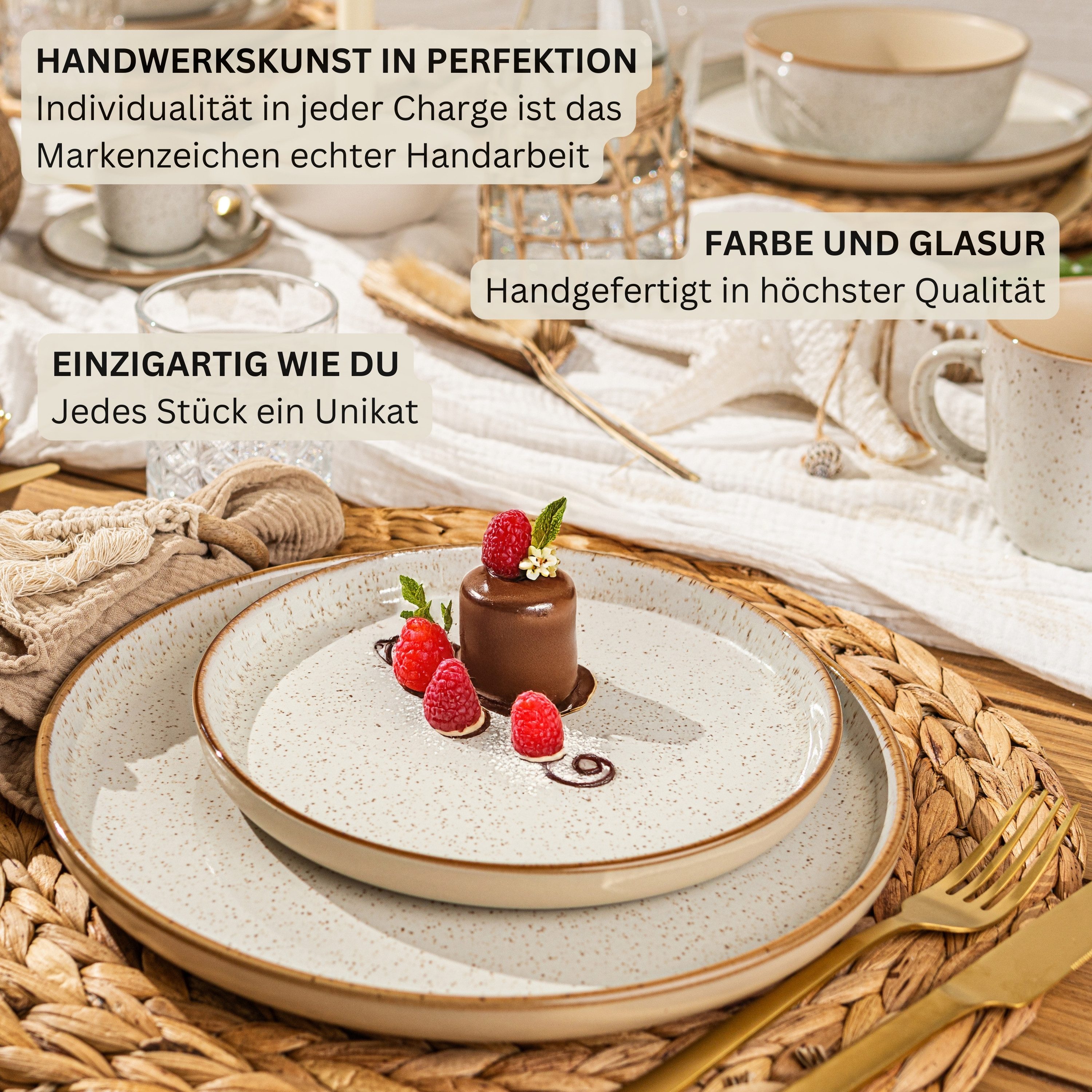 SÄNGER Tafelservice Rio Geschirrset (36-tlg), 12 Personen, Steingut, Handmade, Creme Beige, Erweiterbar, VALUE COLLECTION – Bild 5 von 5