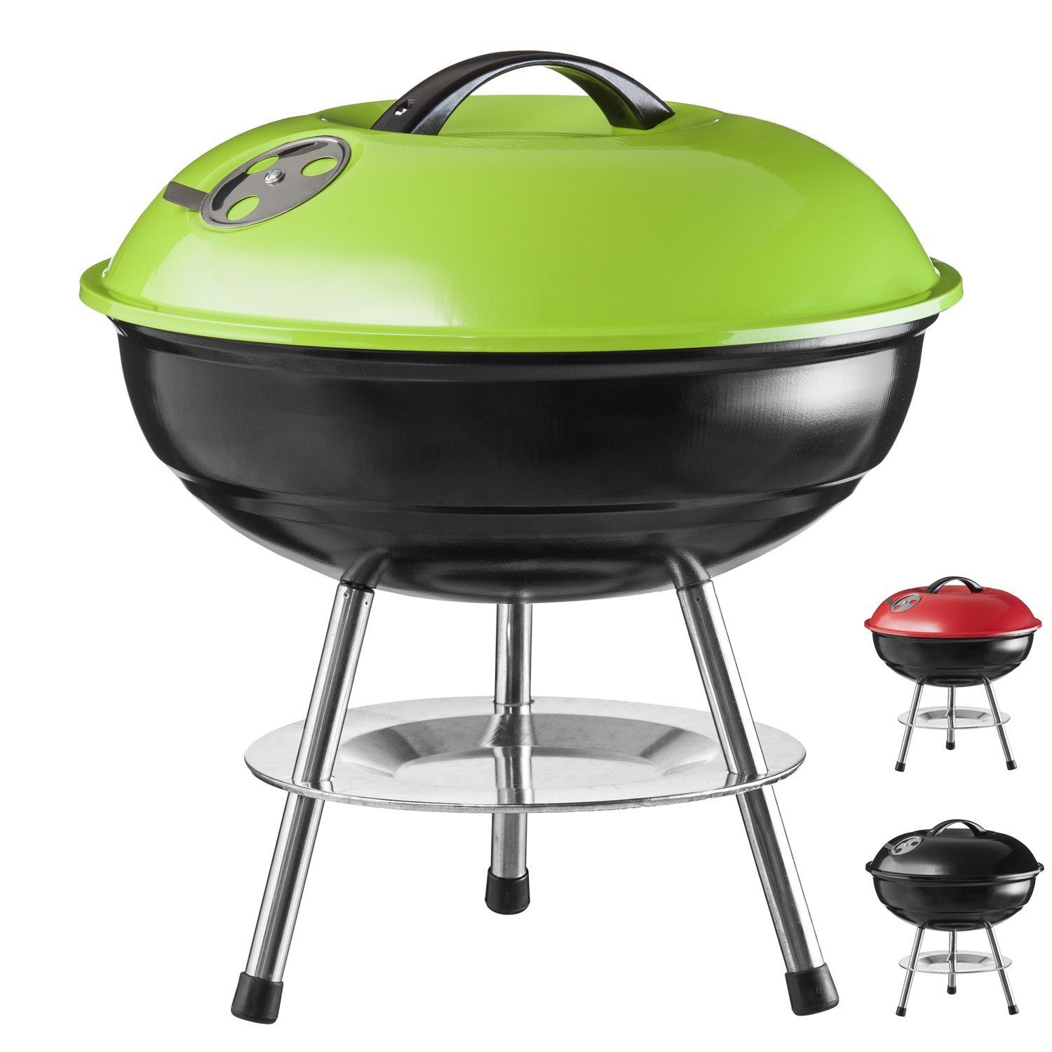Goods+Gadgets Standgrill BBQ Grill Mini Kugelgrill, Camping Holzkohle-Grill Tischgrill