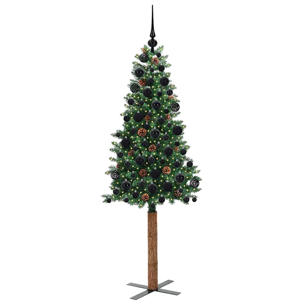 vidaXL LED Baum Schlanker Weihnachtsbaum mit 300 LEDs mit Ständer Grün 180 cm
