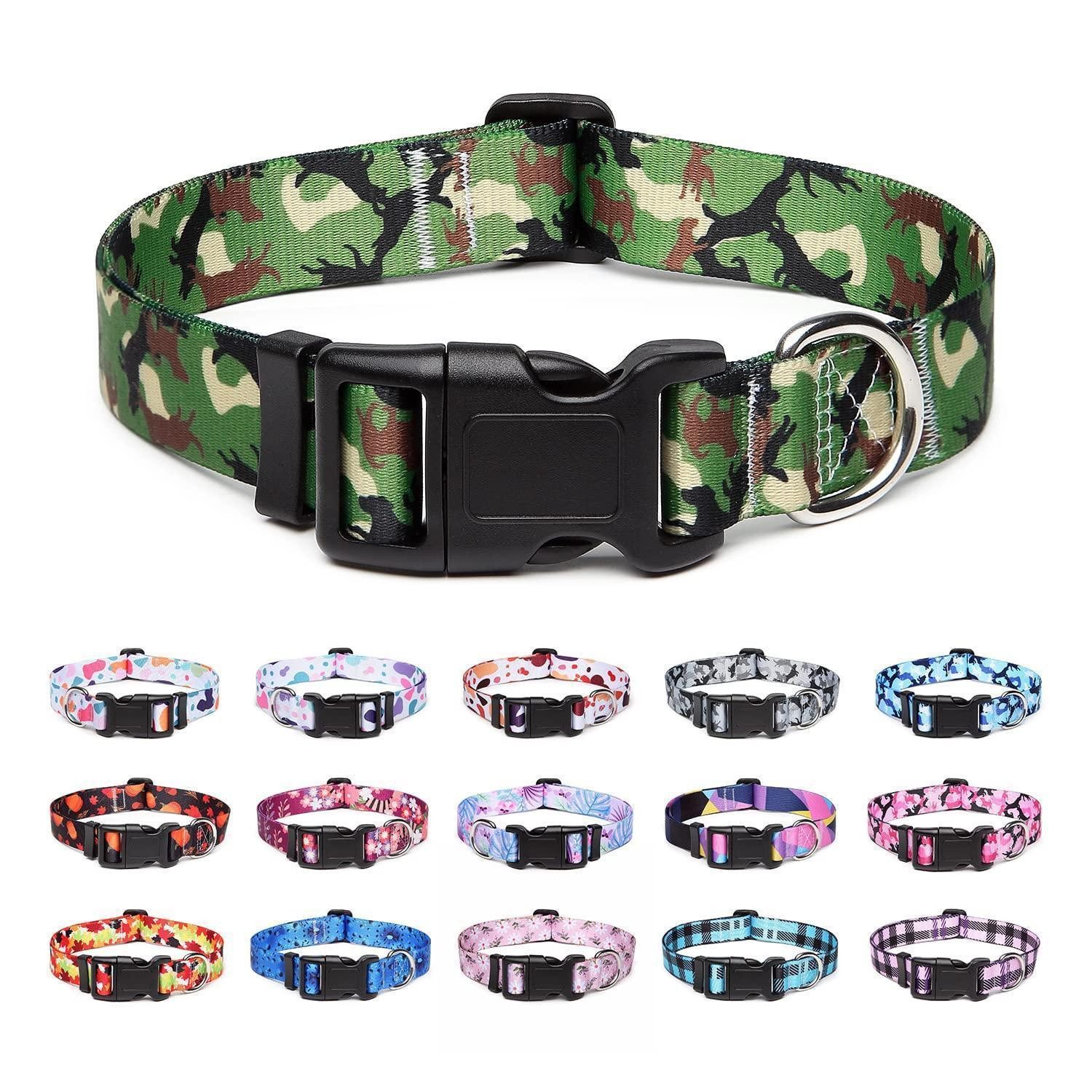 LuxusKollektion Hunde-Halsband Hundehalsband Camo Grün L verstellbar