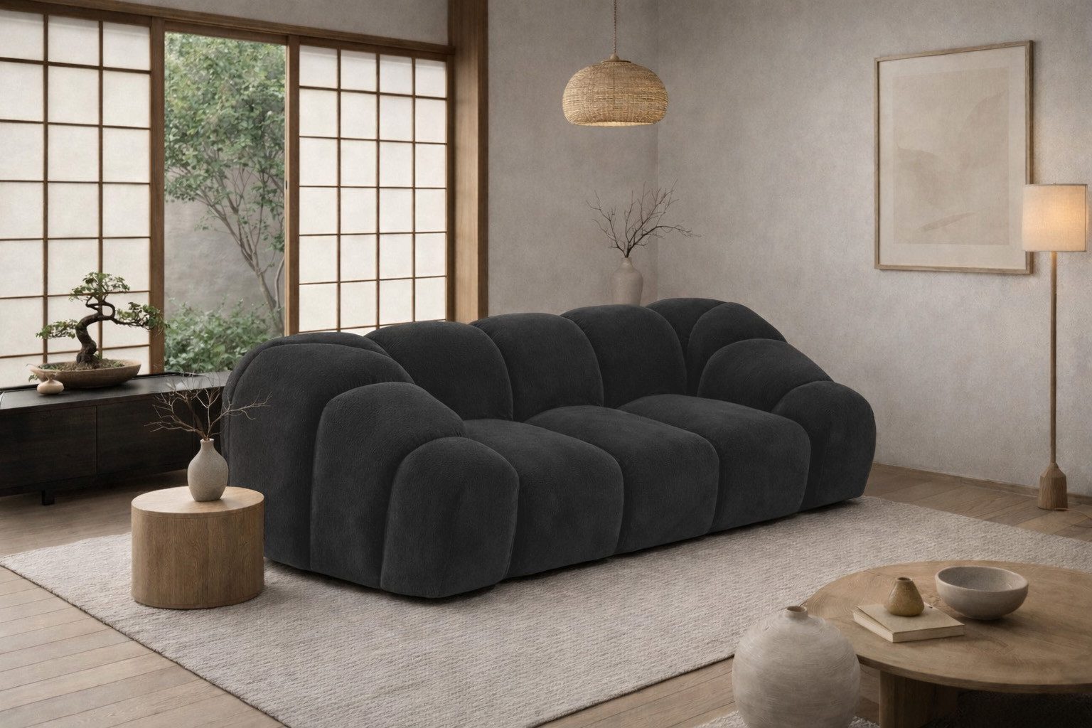 Kaiser Möbel Sofa 2-Sitzer modular für Wohnzimmer, Samtstoff Bluvel, CROISSANT, Einzelsofa, modulares System,hochwertiger Samtstoff