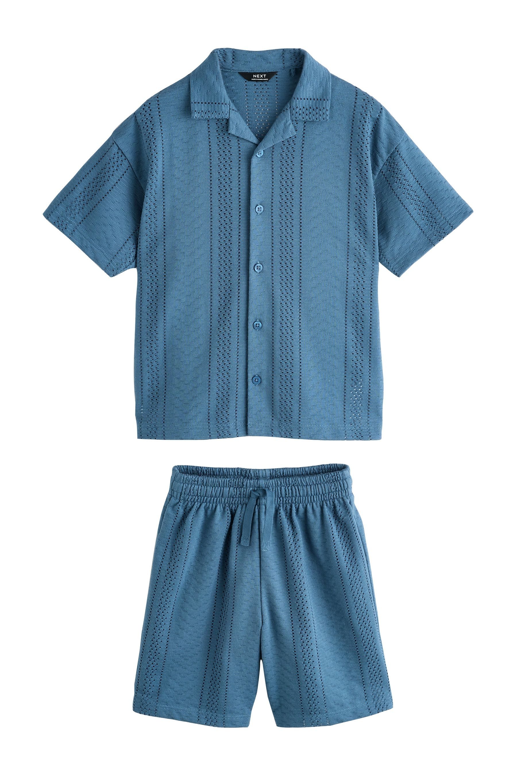 Shirt & Shorts Geknöpftes Jersey-Hemd und Shorts im Set