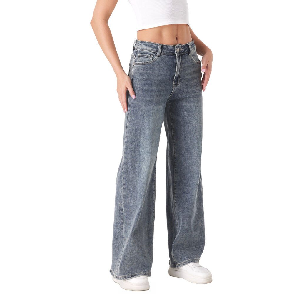 Ital-Design Weite Jeans Weite Jeans im klassischen Denim-Design für Damen ( günstig online kaufen