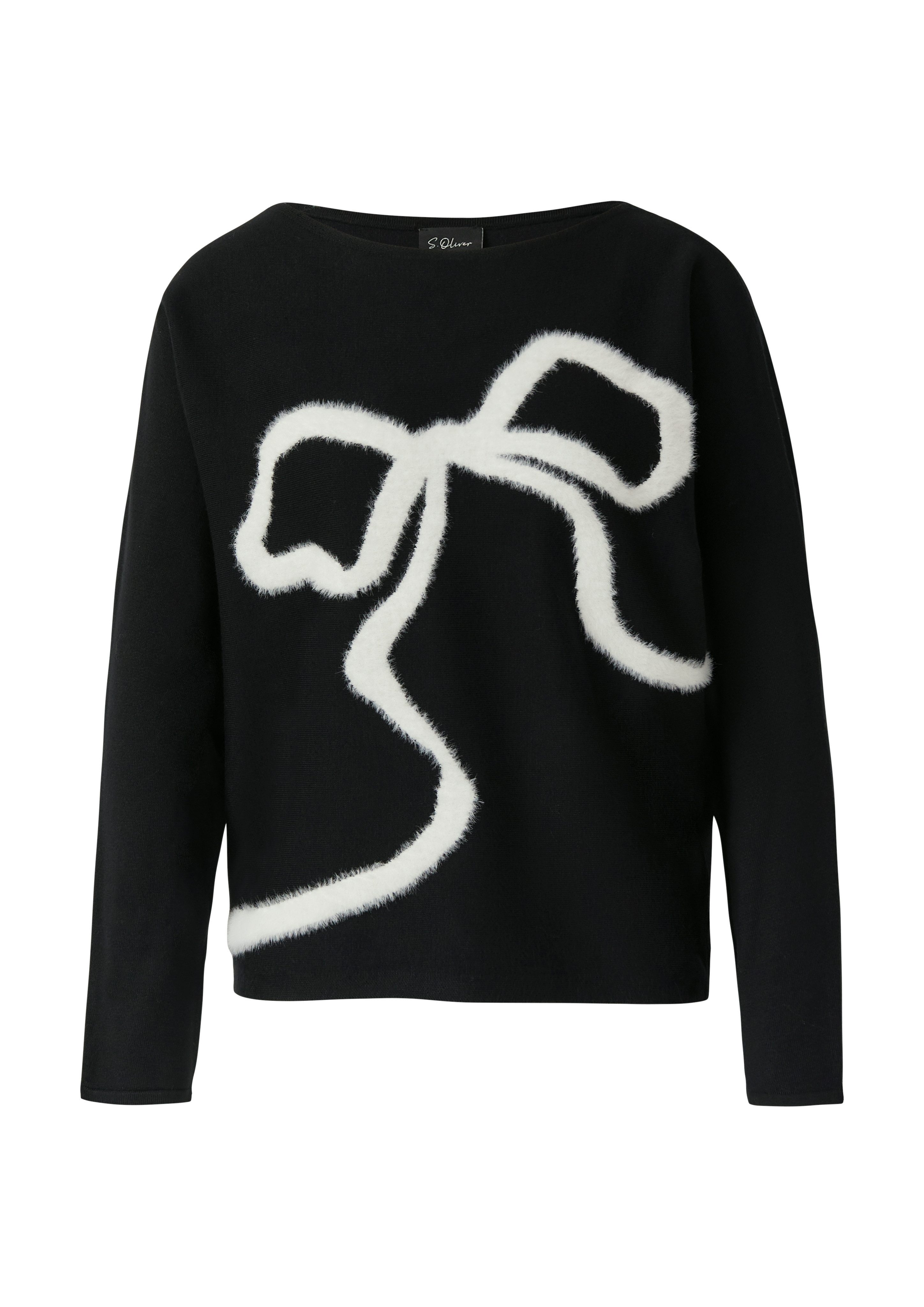 s.Oliver BLACK LABEL Strickpullover mit Intarsien Schleife