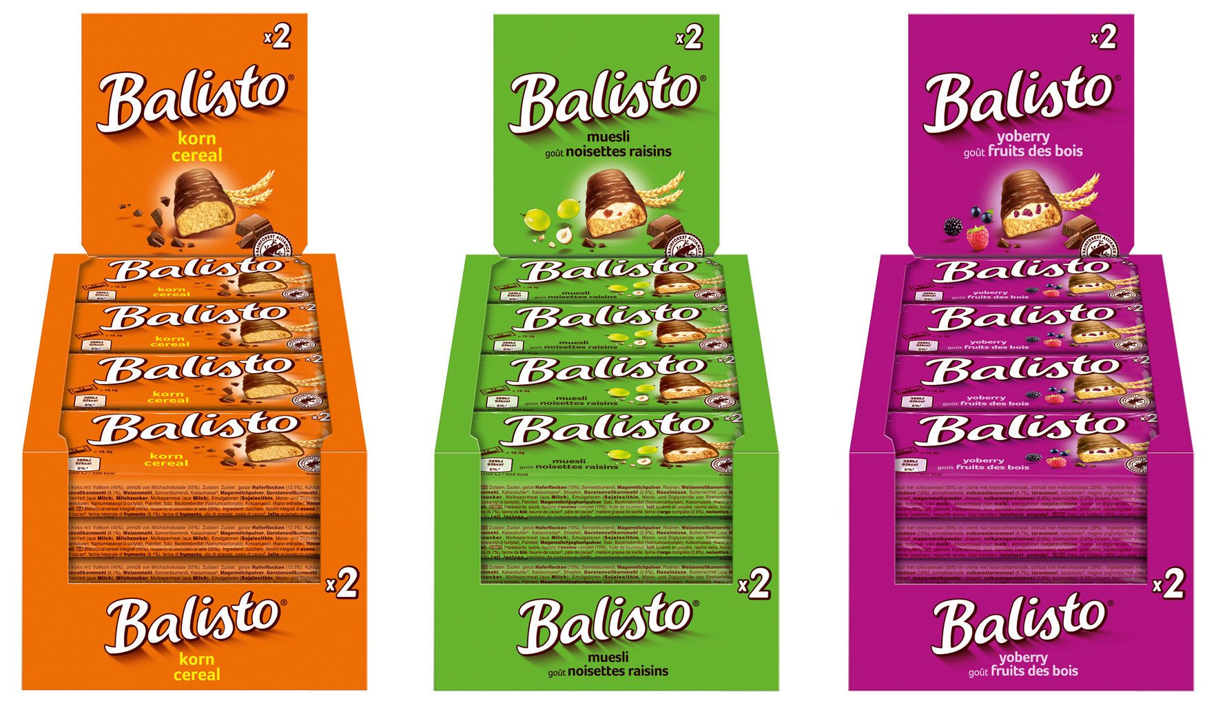 Mars GmbH Süßigkeit Balisto Riegel Mix Müsli, Korn & Yoberry 3x20x37g