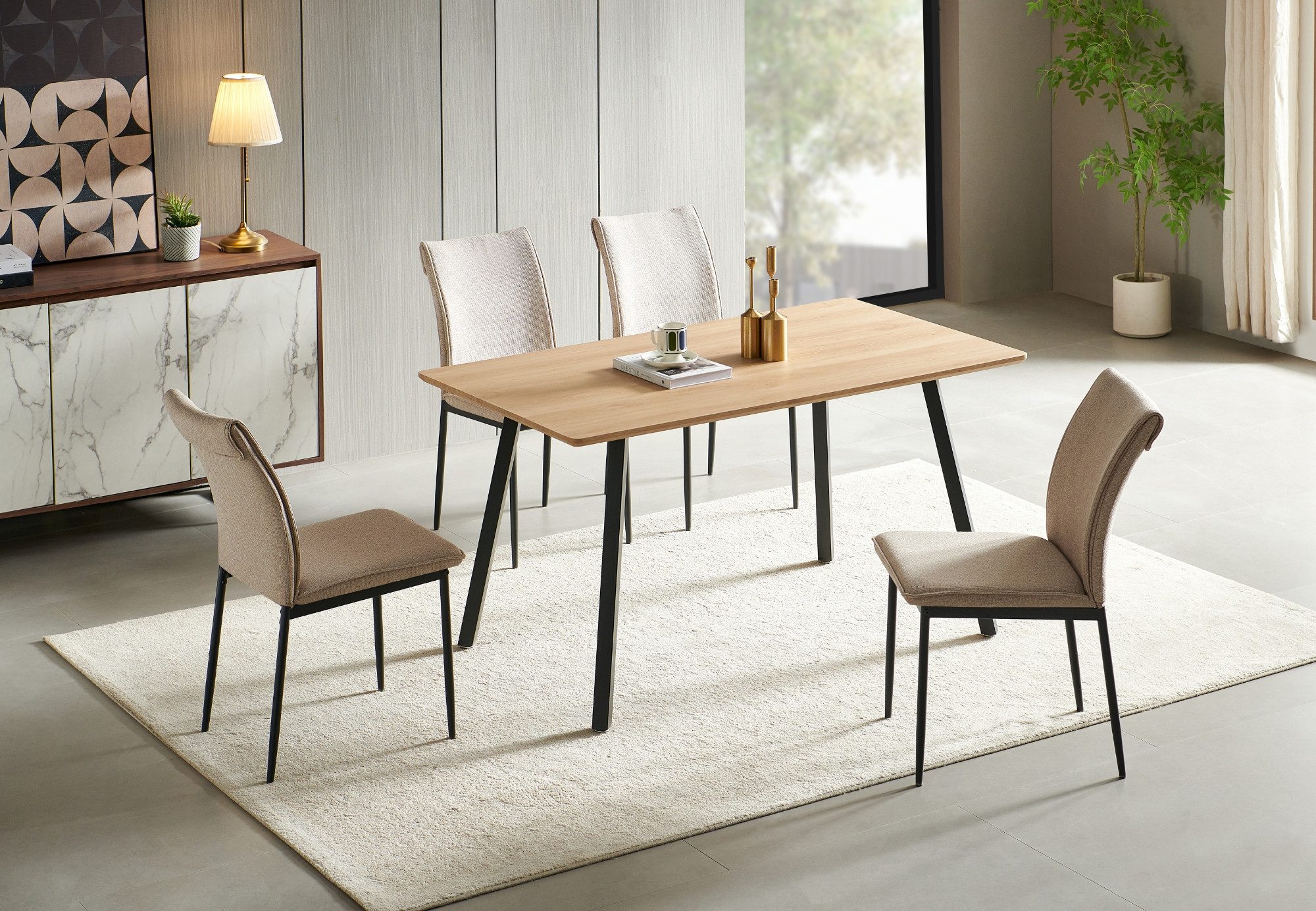 Home Collective Esszimmer-Set mit 4 Stühlen günstig online kaufen