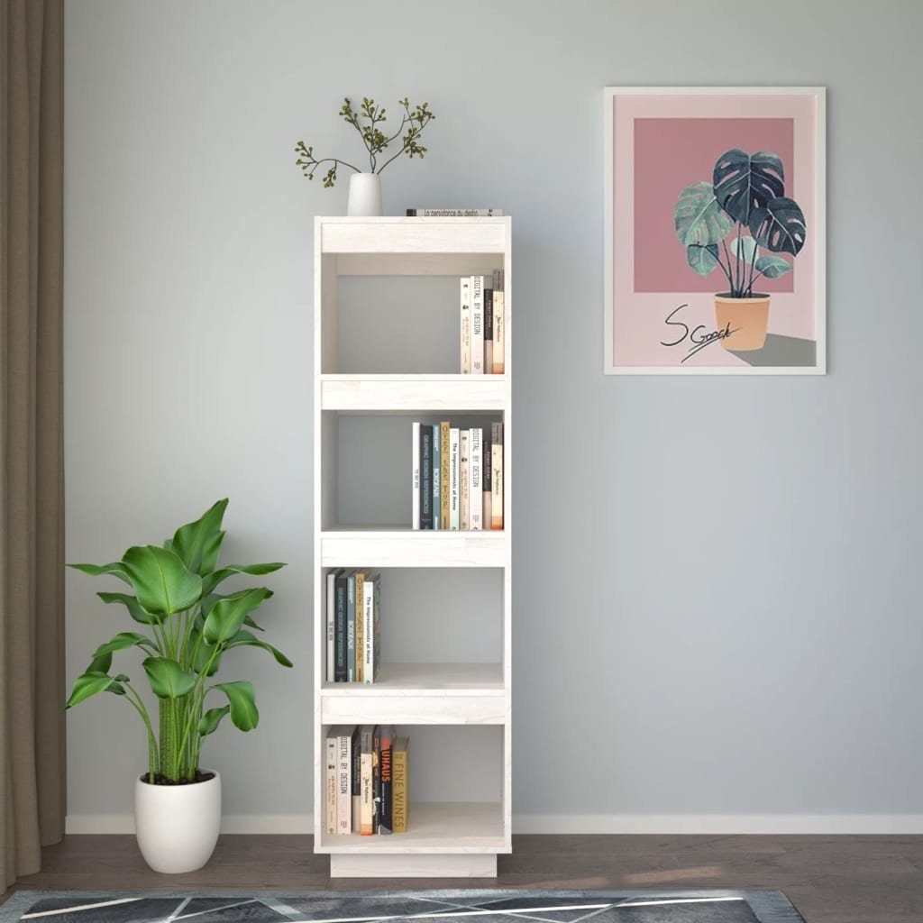 Bücherregal cm Massivholz Weiß 40x35x135 Bücherregal/Raumteiler furnicato Kiefer