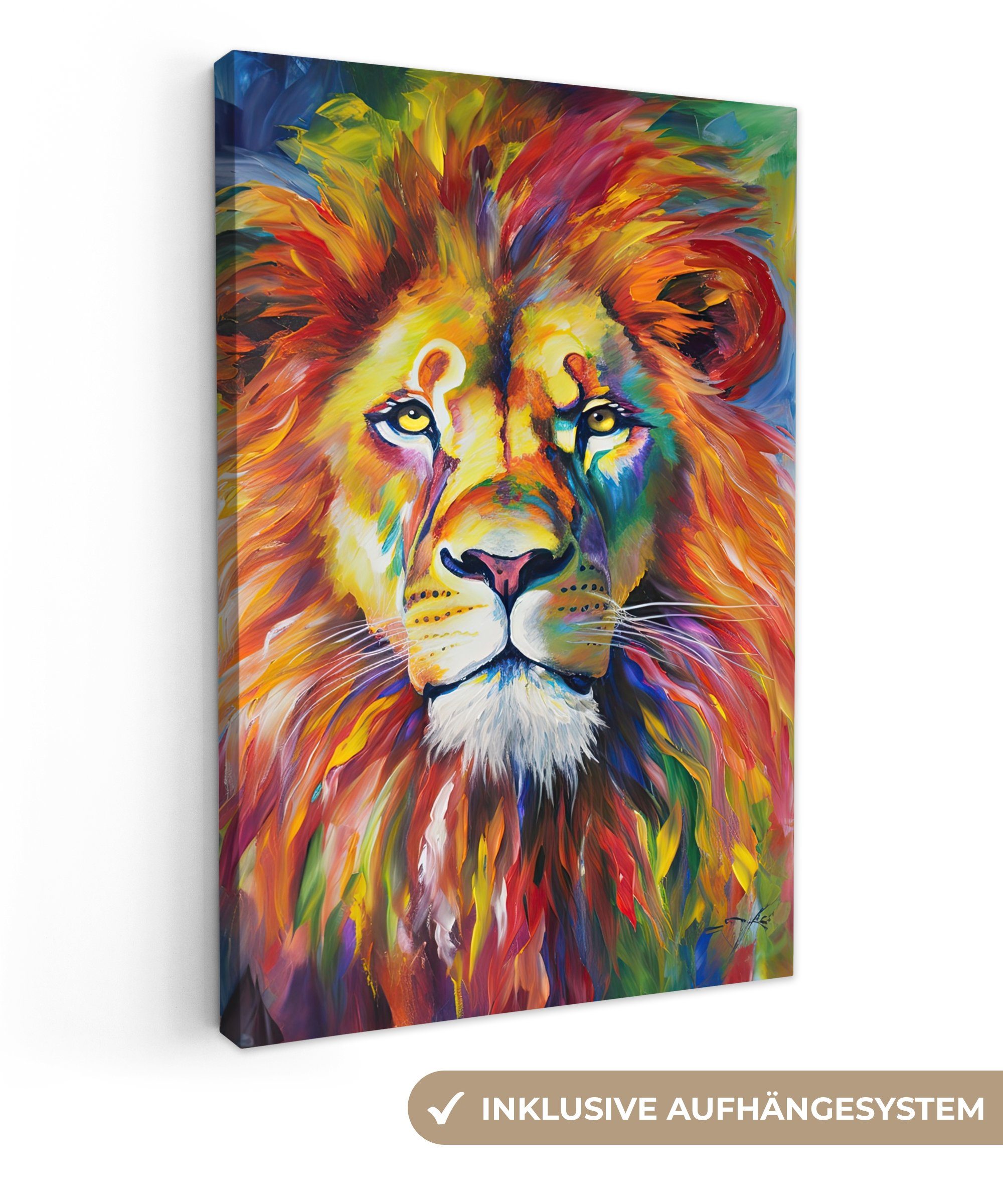 OneMillionCanvasses® Leinwandbild Löwe - Ölfarbenoptik - günstig online kaufen