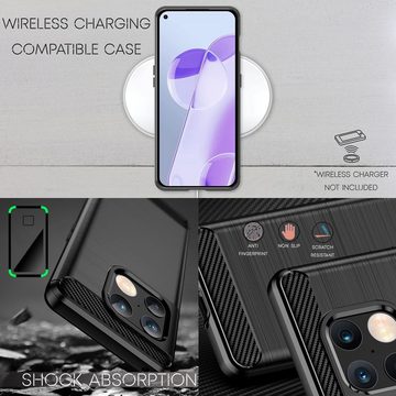Nalia Smartphone-Hülle OnePlus 10 Pro, Carbon-Look Silikon Hülle / Matt Schwarz / Rutschfest / Karbon Optik