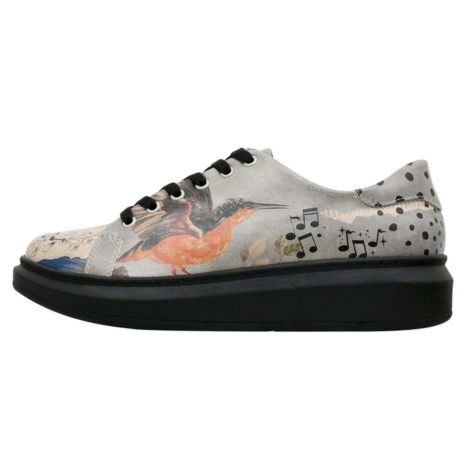 DOGO Myra Low-Top Sneaker Birds Chirping Damen Sneaker, Myra Low-Top Plateausneaker Handgefertigt