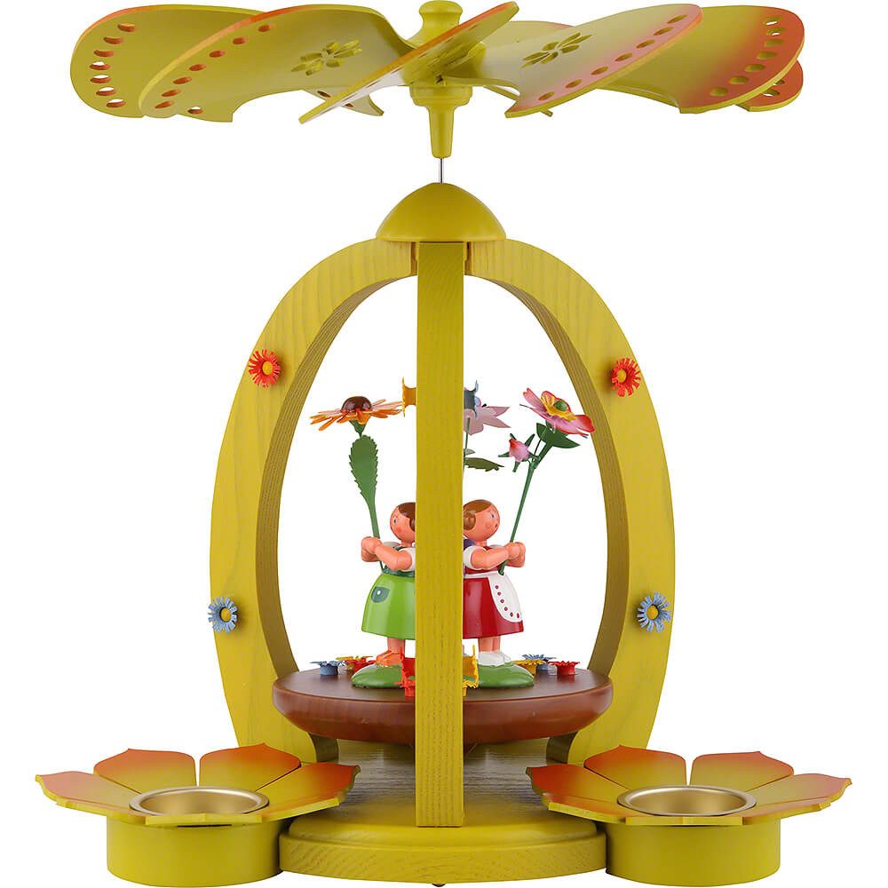 Holz- und Drechslerwaren Legler Weihnachtspyramide 1-stöckige Pyramide mit Blumenkindern - bunt (30cm) von HoDreWa Legler