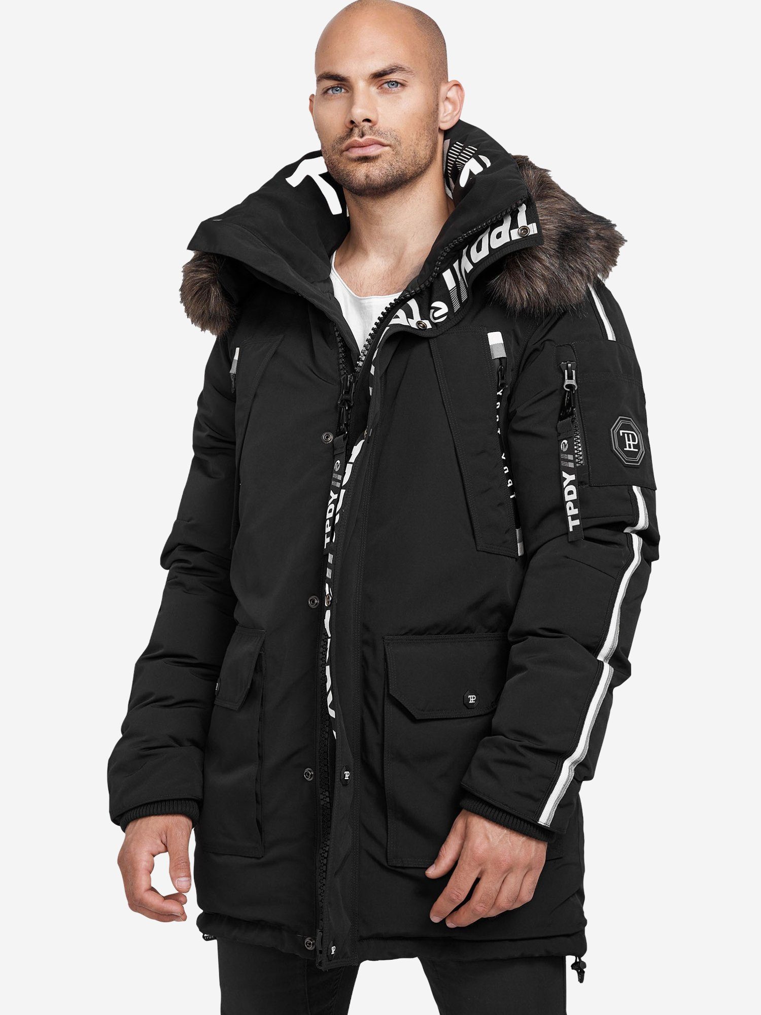 trueprodigy Winterjacke Bruce Warme Kapuze mit Fellimitat