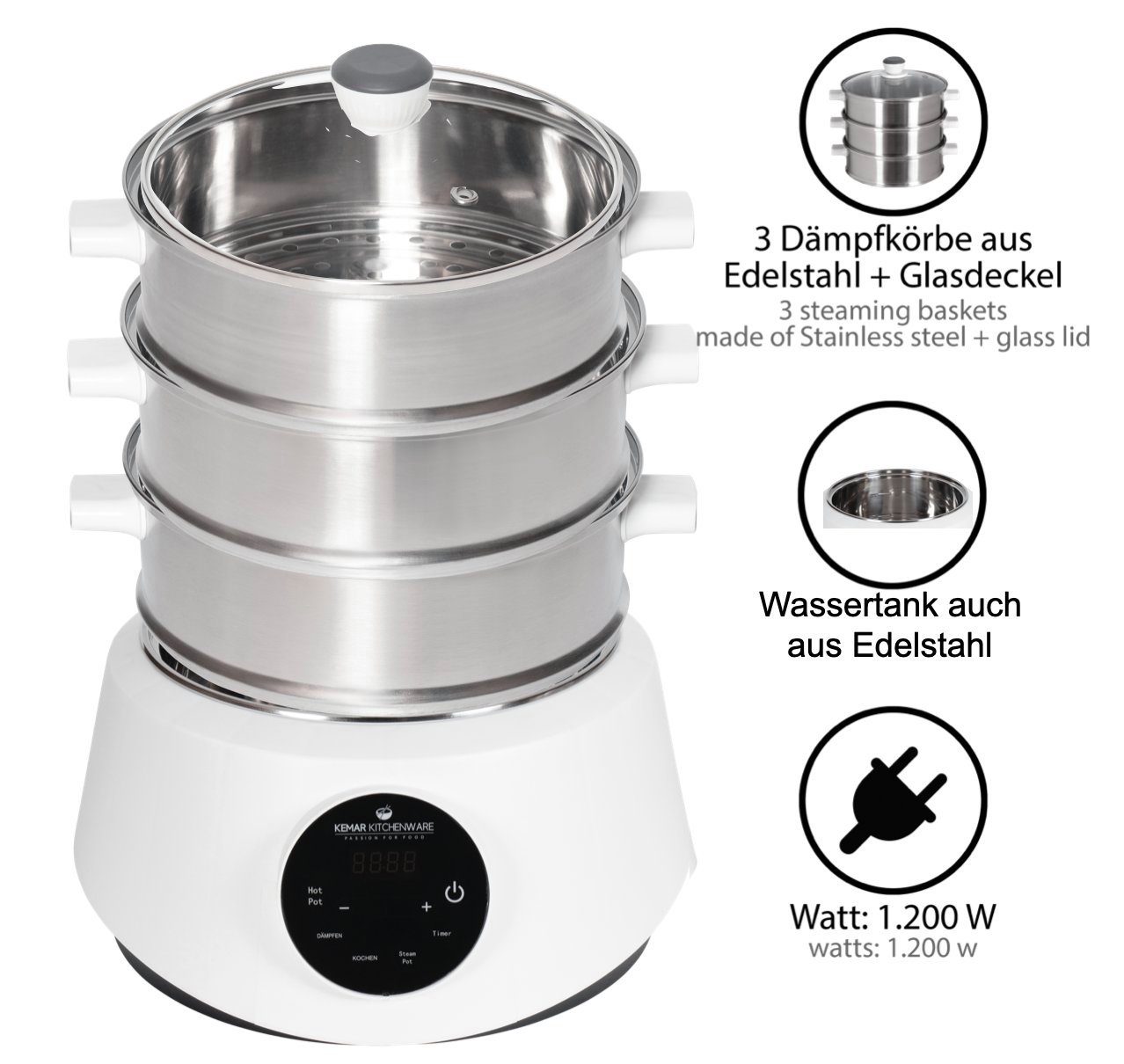 KeMar Kitchenware 4-in-1-Dampfgarer KFS-3000