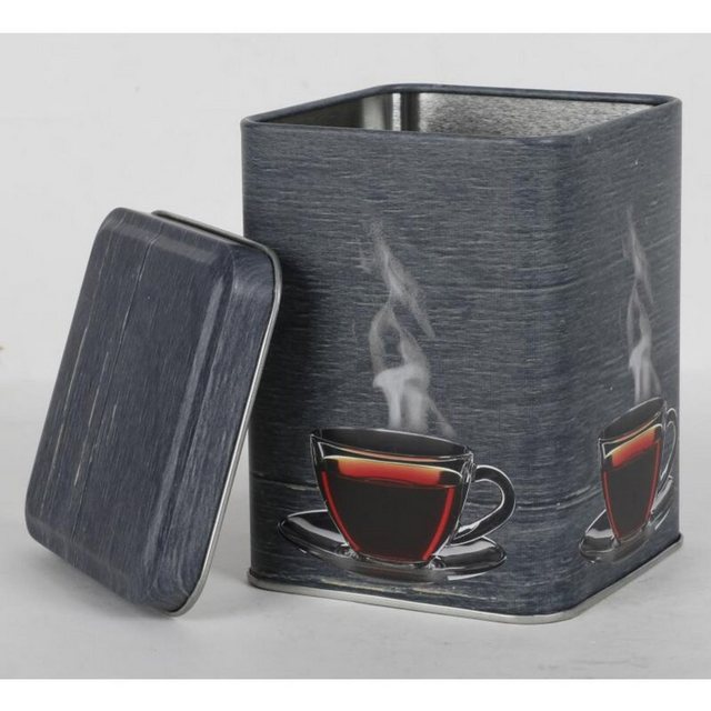 BURI Vorratsdose “12 Stück Metall-Teedosen grau mit Deckel Küche Haushalt Gefäß 8x8x10cm”, Metall