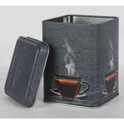 BURI Vorratsdose 12 Stück Metall-Teedosen grau mit Deckel Küche Haushalt Gefäß 8x8x10cm, Metall