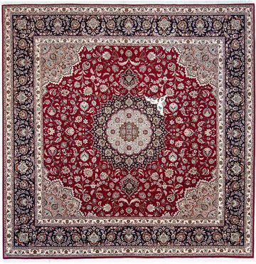 Orientteppich Perser - Täbriz - Royal quadratisch - 300 x 297 cm - dunkelrot, morgenland, quadratisch, Höhe: 7 mm, Wohnzimmer, Handgeknüpft, Einzelstück mit Zertifikat