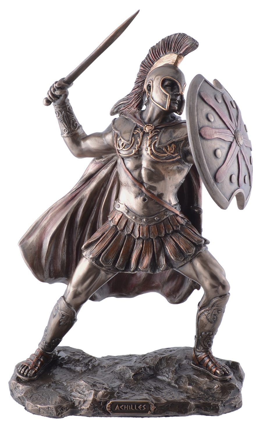 direct Gmbh 16x12x25cm in Hand bronziert, von Dekofigur griechischer Achilles, Troja, Bronzierter LxBxH: Vogler Krieger