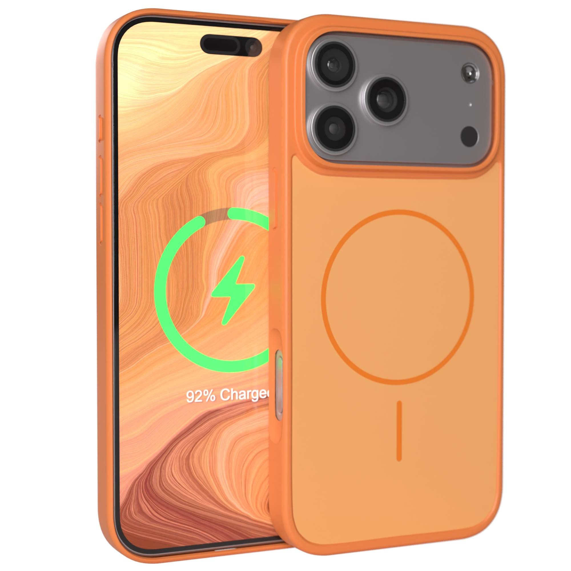 EAZY CASE Handyhülle Slim Outdoor MagSafe Case für Apple iPhone 17 Pro Max 6,9 Zoll, Robustes Slim Case mit MagSafe Kompatibilität in Orange