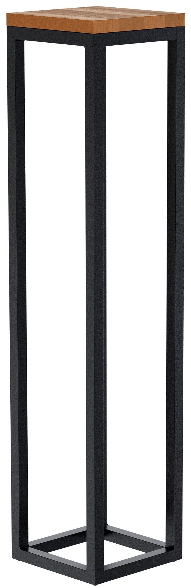 TPFLiving Beistelltisch Maren (Besonderheiten: Bodenschoner, ineinander stellbar, Gestell aus pulverbeschichtetem Metall (matt-schwarz), Maße (TxBxH): 20 x 30 x 90cm - Farbe: eiche