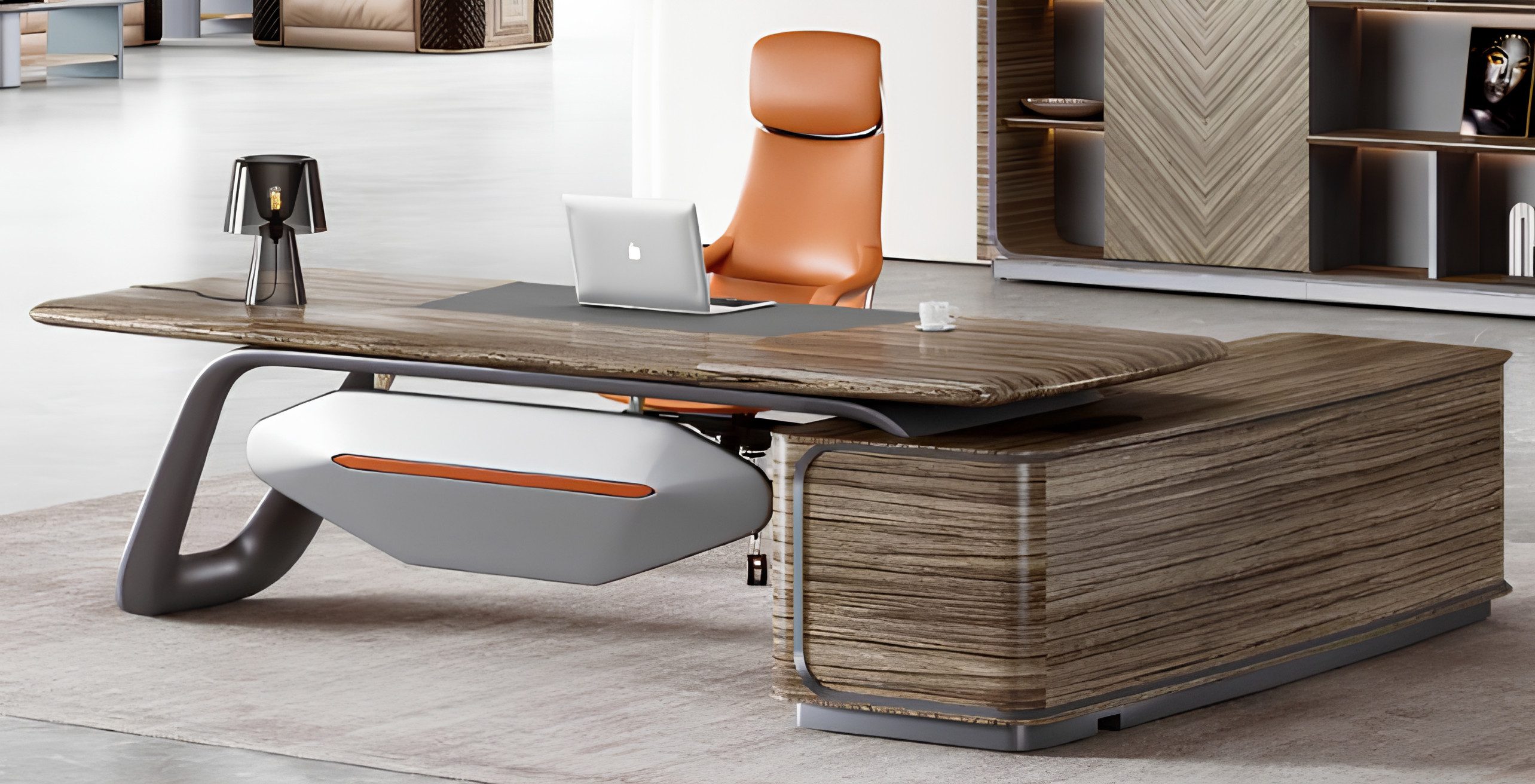Xlmoebel Eckschreibtisch Designer Ecktisch aus Holz in Braun mit elegantem Design (1-St., Arbeitstisch), Hergestellt in Europa