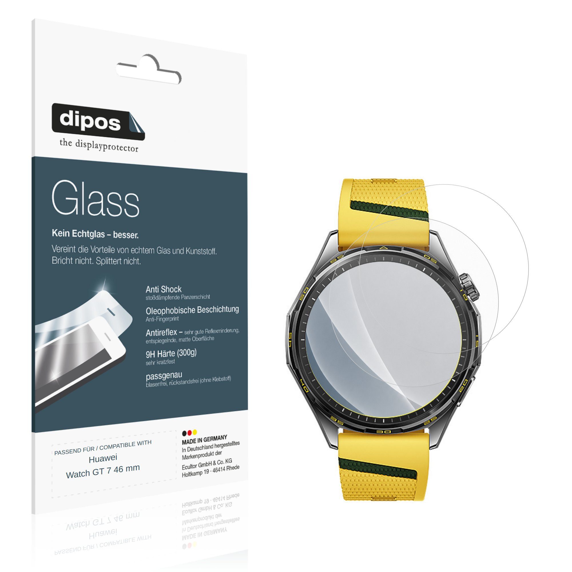 dipos Displayschutzfolie Schutzfolie für Huawei Watch GT 7 46 mm, 2 Stück, Displayschutz Schutz Folie Made in Germany