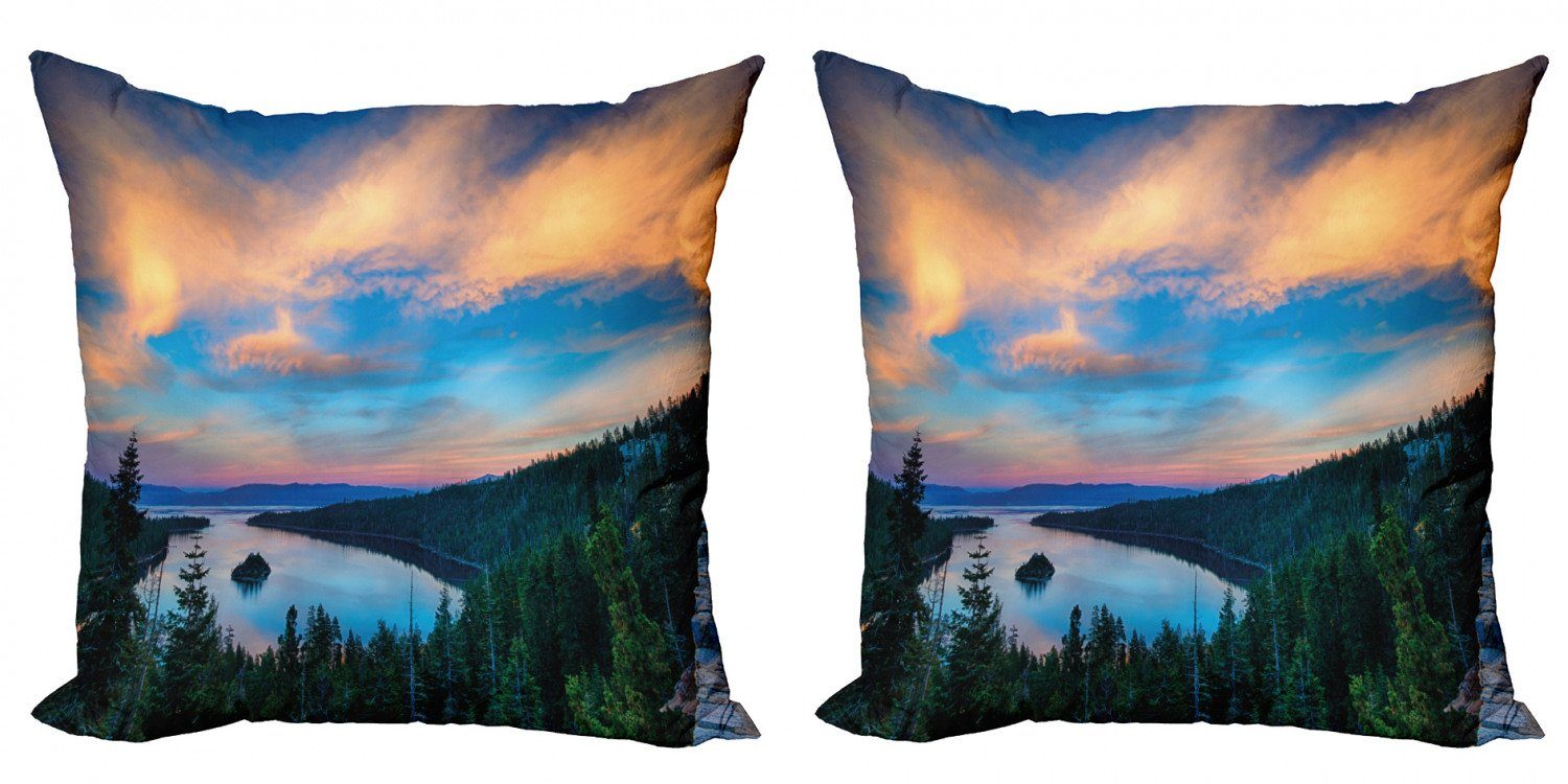 Kissenbezüge Modern Wald Sonnenuntergang Stück), Abakuhaus Tahoe Doppelseitiger im Accent Lake Digitaldruck, (2