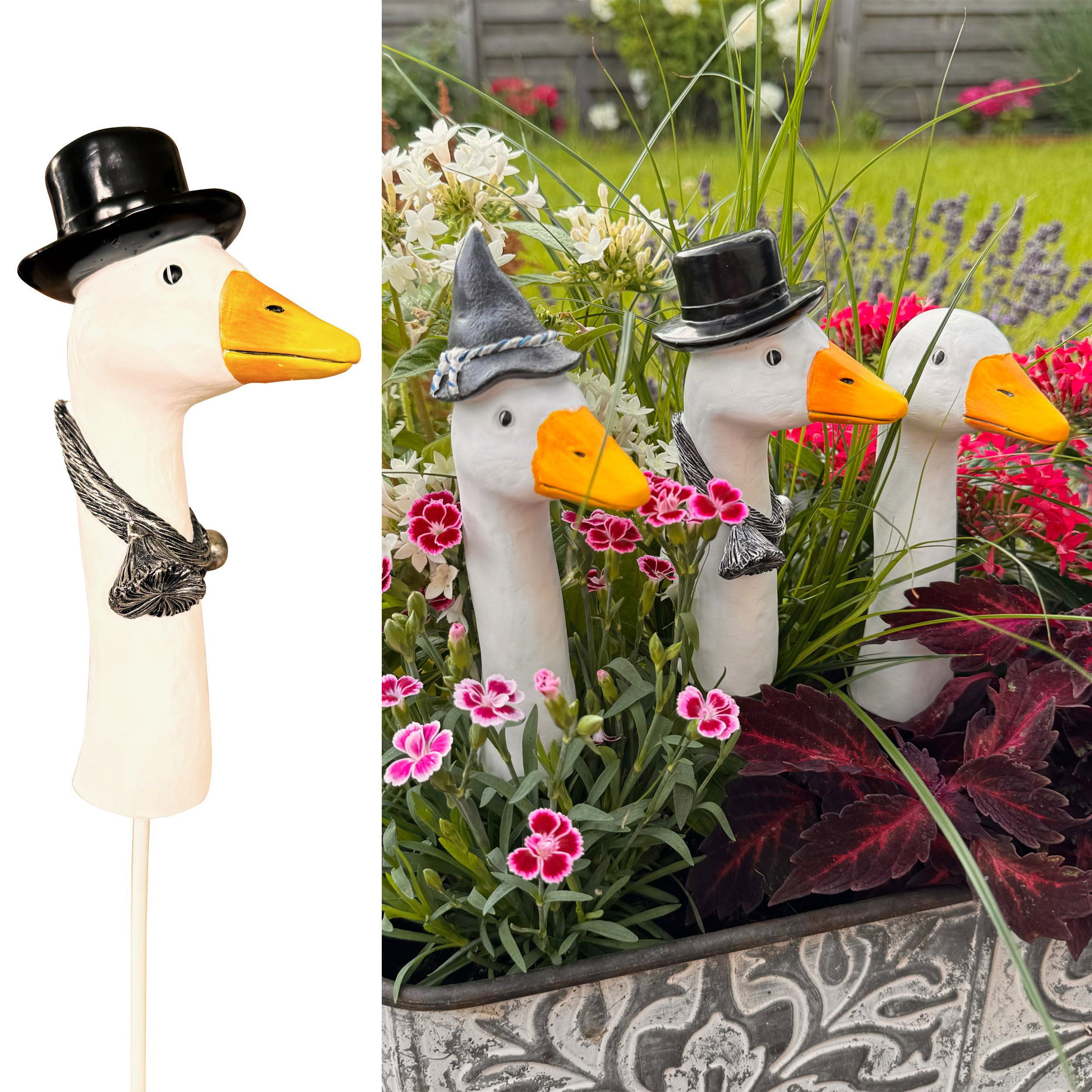 Online-Fuchs Gartenstecker BLUMENSTECKER Gartenfiguren Gänsehals, Gans (Ca. günstig online kaufen