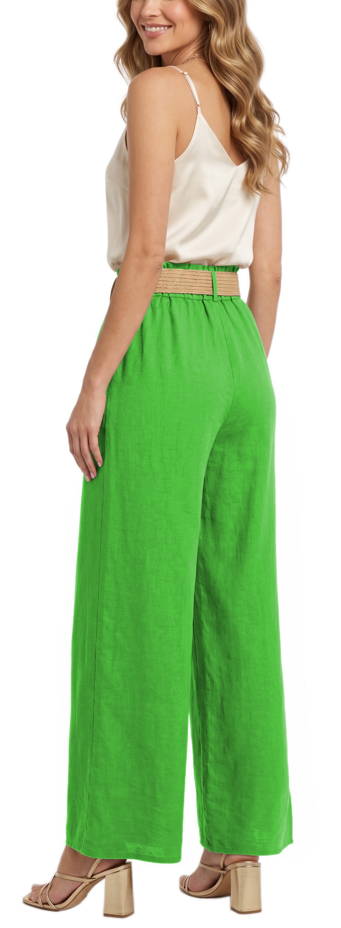 dy_mode Palazzohose Damen High Waist Palazzohose Weitbein Hose Schlupfhose Sommer Strand in Unifarbe, High Waist, mit elastischem Bund