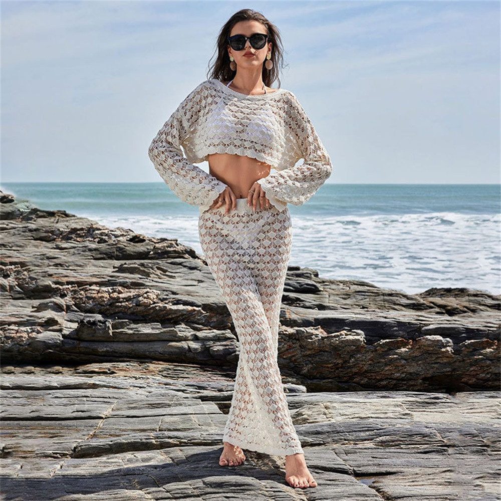RWEUOQ Strandkleid Zweiteiliges Häkel-Strandkleid Damen Sexy günstig online kaufen