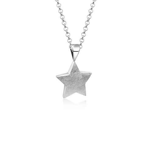 Nenalina Kette mit Anhänger Stern Star Anhänger Astro Gebürstet 925 Silber