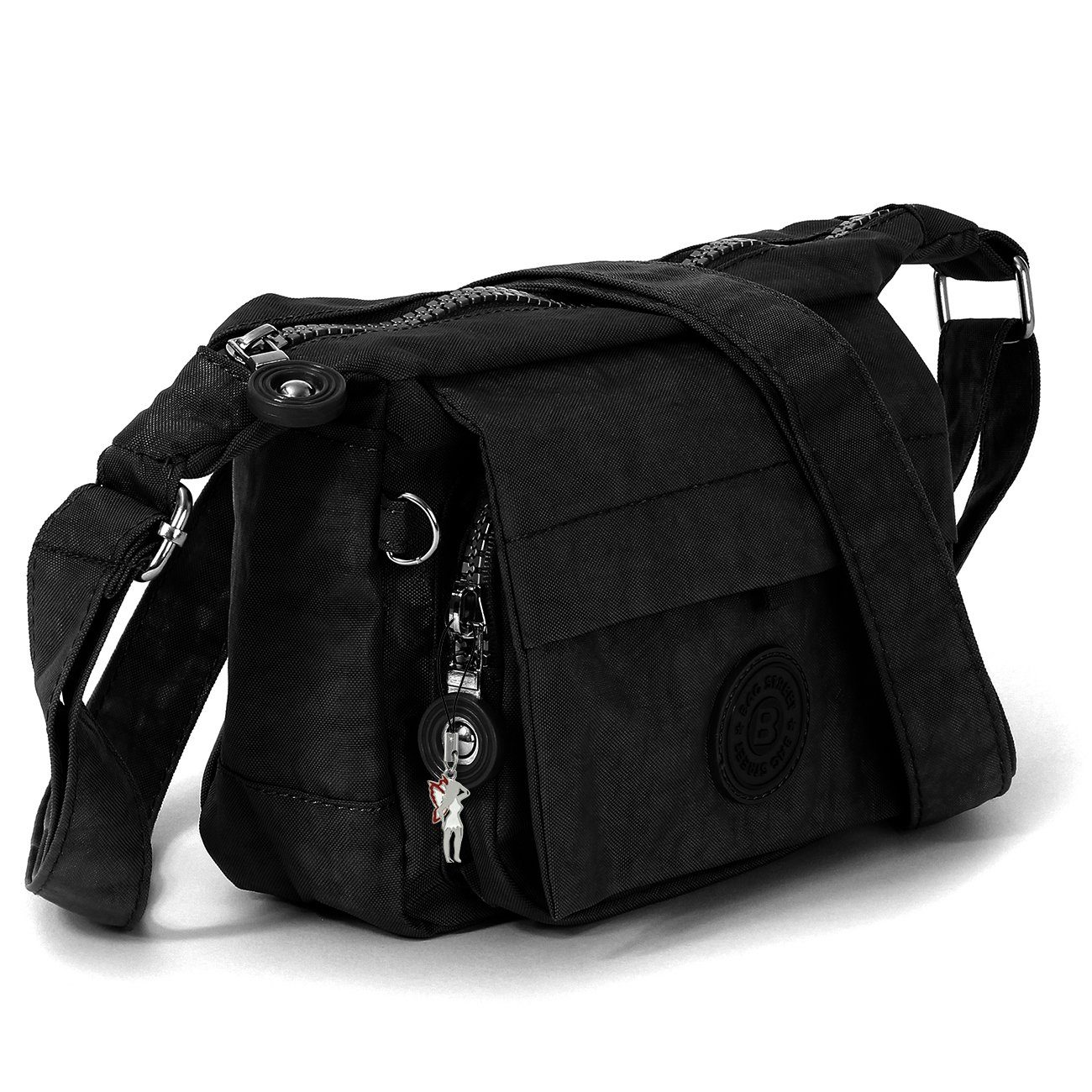 BAG STREET Handtasche Bag Street Damen Handtasche Abendtasche (Handtasche), Damen, Jugend Tasche aus Crinkle Nylon in schwarz, ca. 17cm Breite