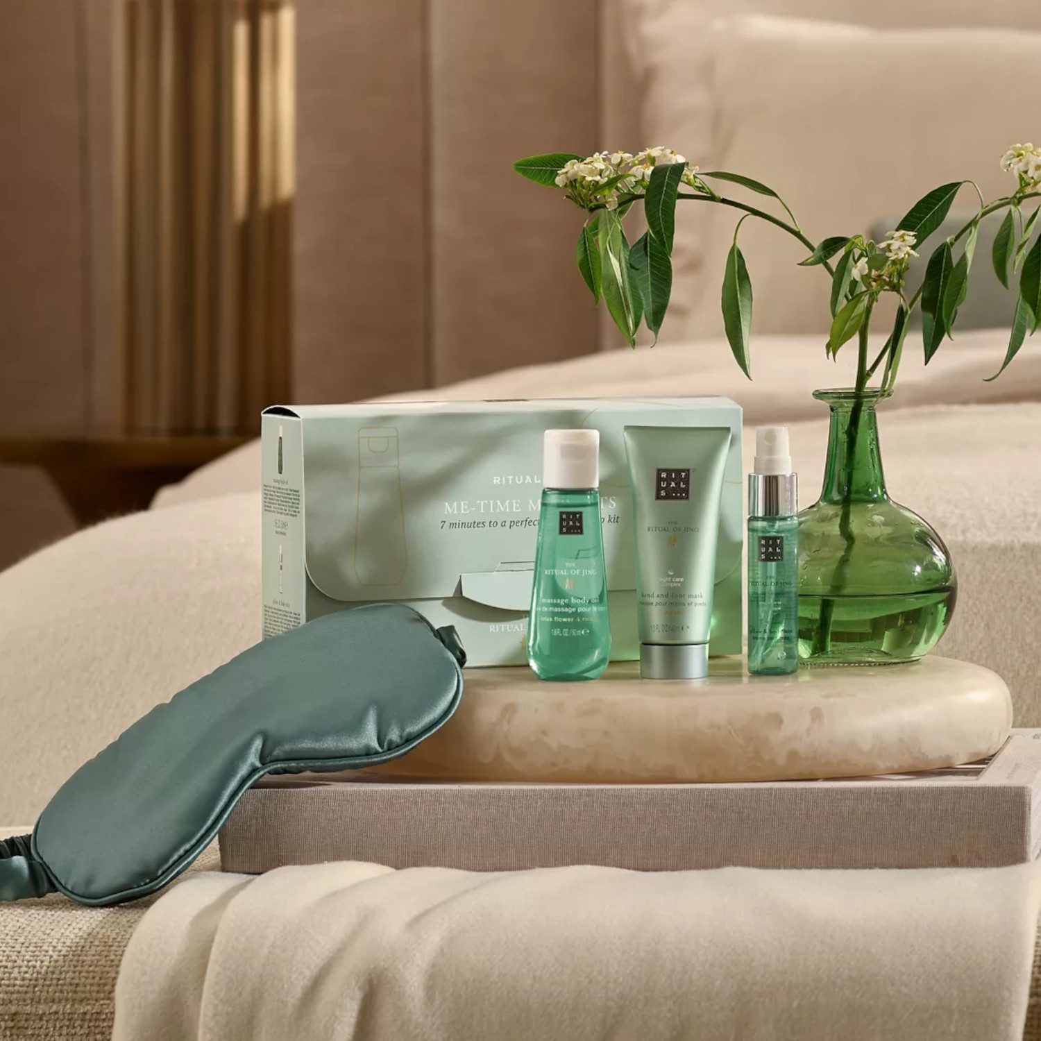 Rituals Pflege-Geschenkset Rituals The Ritual of Jing Me-Time Set 4-tlg., 4-tlg., Entspannungs-Set mit Pflege und Schlafaccessoire