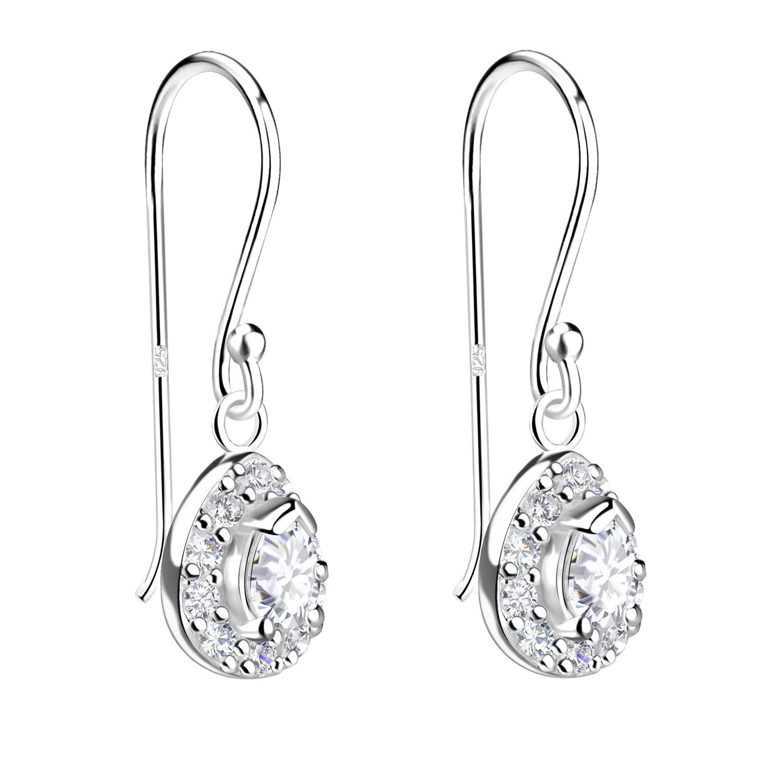 LÖB Paar Ohrhänger 925 Silber Ohrringe Hängend Zirkonia Stein Tropfen Oval günstig online kaufen