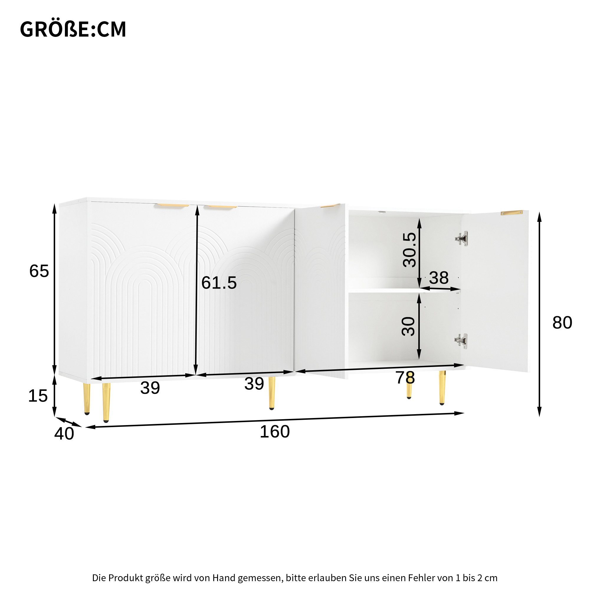 Ulife Sideboard Buffetschrank, Kommodechrank mit 4 günstig online kaufen