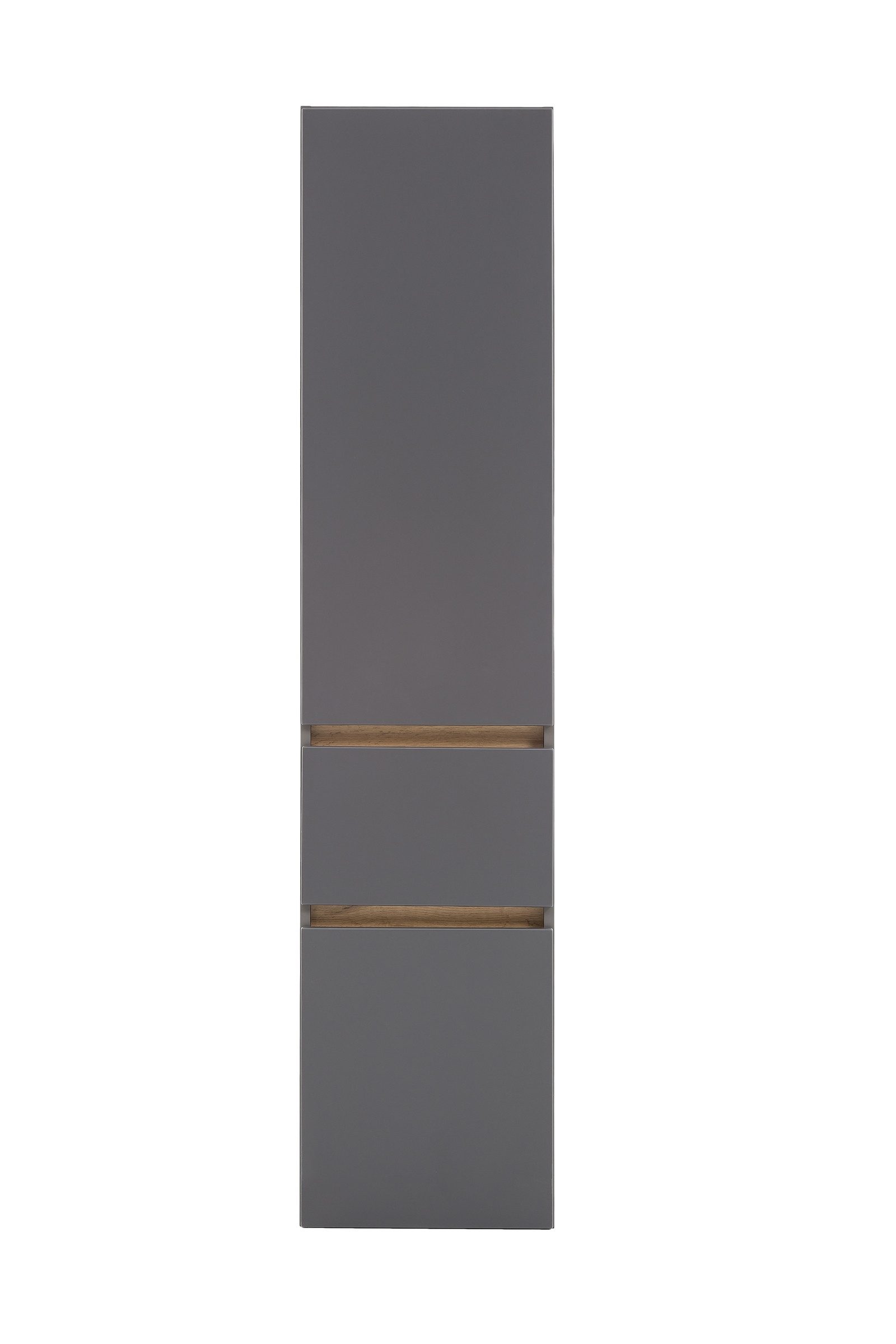 HELD MÖBEL Seitenschrank aus MDF in matt grau mit 2 Türen und Absetzungen in graphit (B/H/T: 40x180x35 cm)
