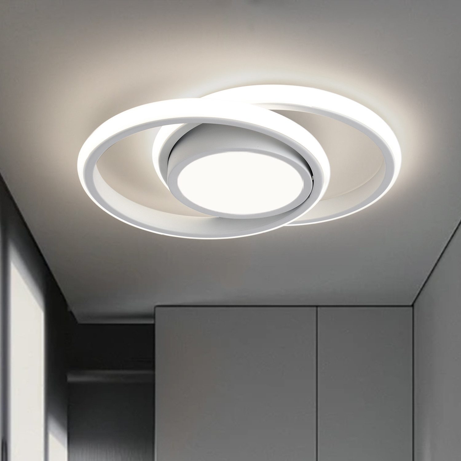 JDONG LED Deckenleuchte Schwarz/Weiß 30/32cm Deckenlampe 4000K 2000LM Neutralweiß Lampe, LED fest integriert, Tageslichtweiß, für Küche Balkon Flur Schlafzimmer Keller Ø30CM/32CM